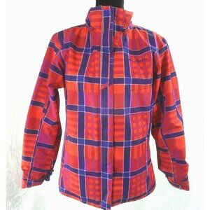 Columbia Orange Purple Plaid Jacket Parka OutGrown OmniTech BugaBoo Girls Large
